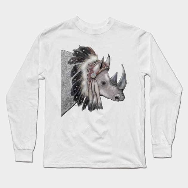 rhino indian Long Sleeve T-Shirt by msmart